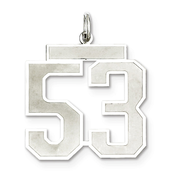 Sterling Silver/Rhodium-plated Satin Number 53 Charm