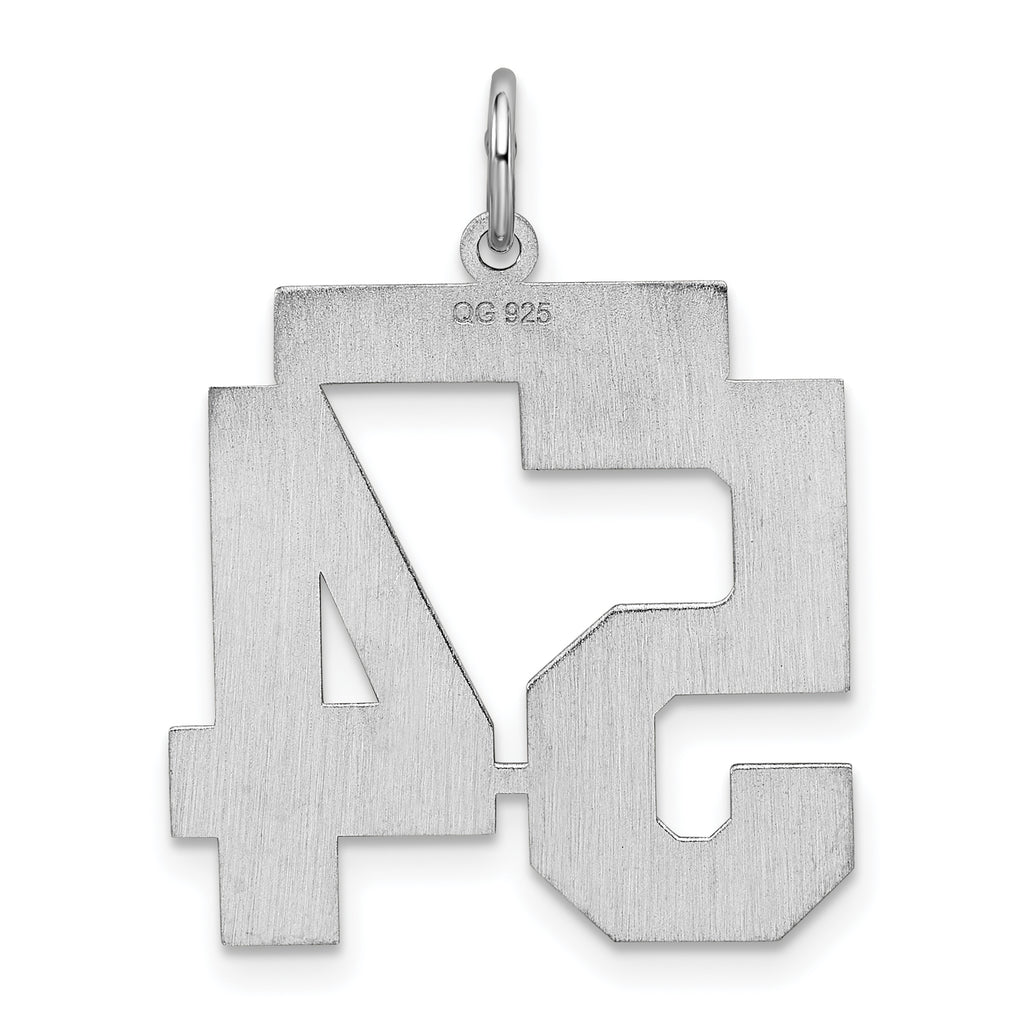 Sterling Silver Rhodium-plated Large Satin Number 54 Charm