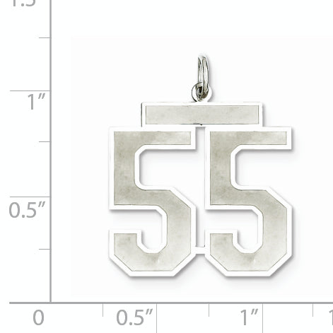 Sterling Silver Rhodium-plated Large Satin Number 55 Charm