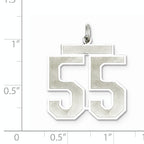 Sterling Silver Rhodium-plated Large Satin Number 55 Charm