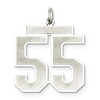 Sterling Silver/Rhodium-plated Satin Number 55 Charm