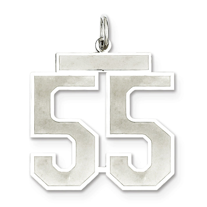 Sterling Silver/Rhodium-plated Satin Number 55 Charm