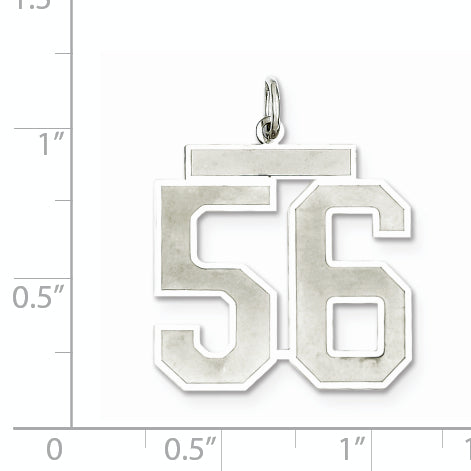 Sterling Silver Rhodium-plated Large Satin Number 56 Charm