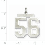 Sterling Silver Rhodium-plated Large Satin Number 56 Charm