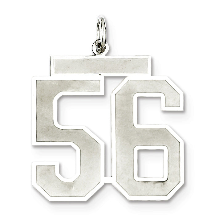 Sterling Silver/Rhodium-plated Satin Number 56 Charm