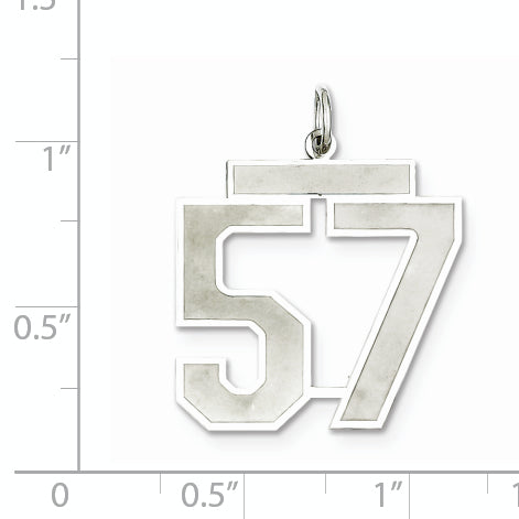 Sterling Silver Rhodium-plated Large Satin Number 57 Charm