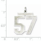Sterling Silver Rhodium-plated Large Satin Number 57 Charm