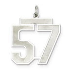 Sterling Silver/Rhodium-plated Satin Number 57 Charm