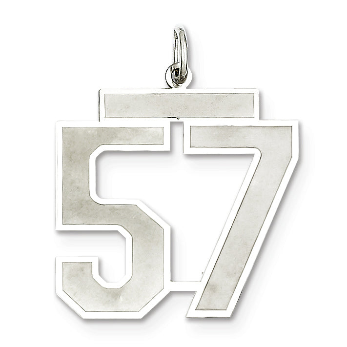 Sterling Silver/Rhodium-plated Satin Number 57 Charm