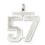 Sterling Silver/Rhodium-plated Satin Number 57 Charm