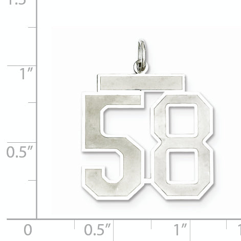 Sterling Silver Rhodium-plated Large Satin Number 58 Charm