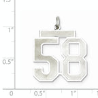 Sterling Silver Rhodium-plated Large Satin Number 58 Charm