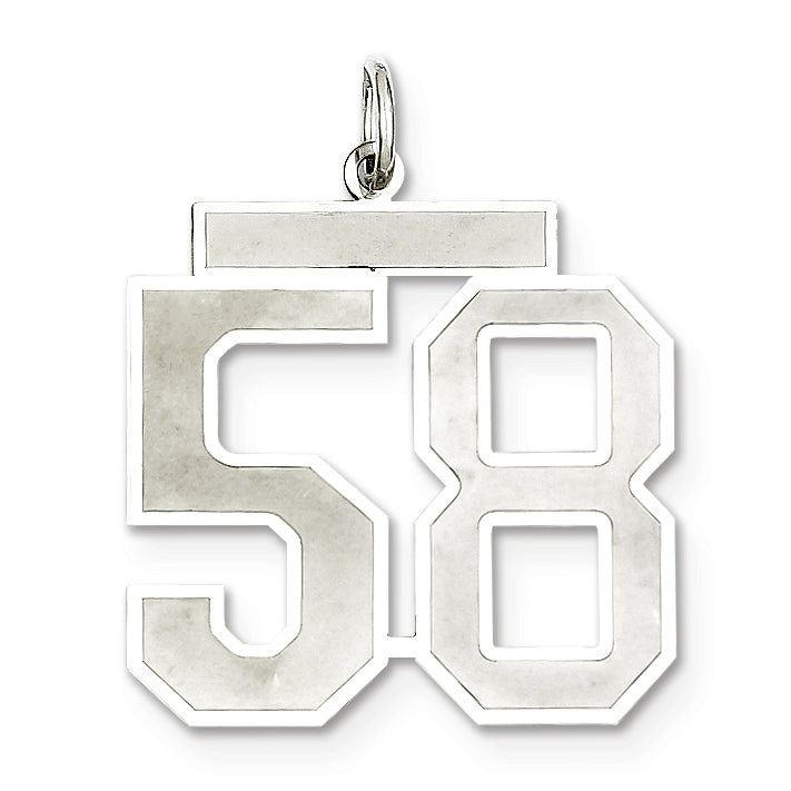 Sterling Silver/Rhodium-plated Satin Number 58 Charm