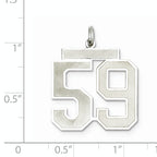 Sterling Silver Rhodium-plated Large Satin Number 59 Charm