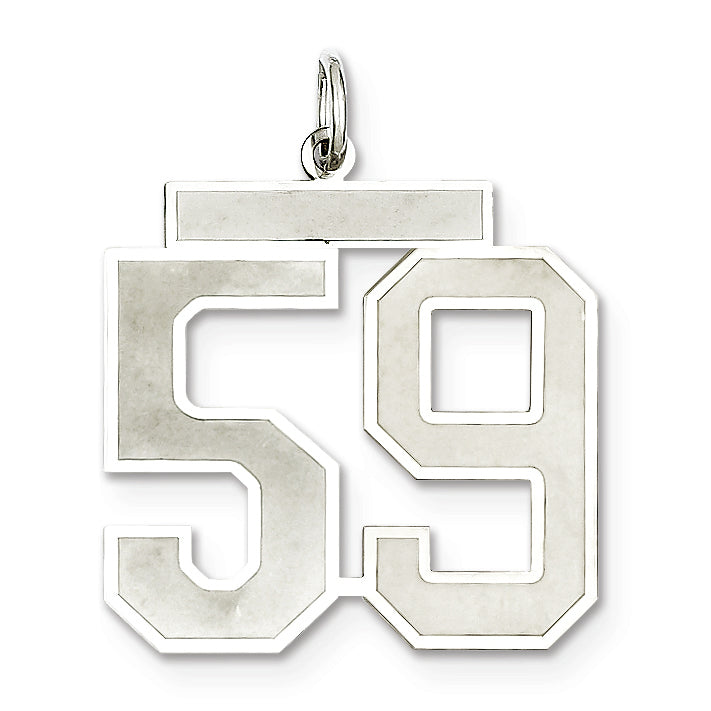 Sterling Silver/Rhodium-plated Satin Number 59 Charm