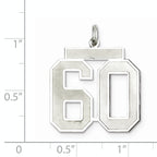 Sterling Silver Rhodium-plated Large Satin Number 60 Charm