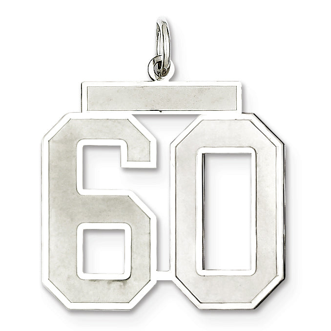 Sterling Silver/Rhodium-plated Satin Number 60 Charm