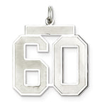 Sterling Silver/Rhodium-plated Satin Number 60 Charm