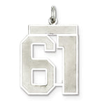 Sterling Silver/Rhodium-plated Satin Number 61 Charm