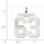 Sterling Silver Rhodium-plated Large Satin Number 63 Charm