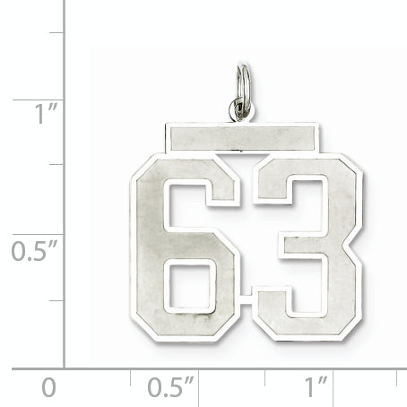 Sterling Silver Rhodium-plated Large Satin Number 63 Charm