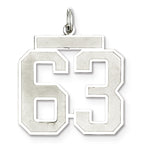 Sterling Silver/Rhodium-plated Satin Number 63 Charm