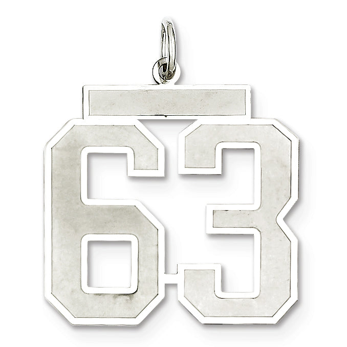 Sterling Silver/Rhodium-plated Satin Number 63 Charm
