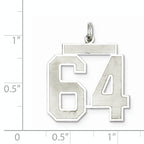 Sterling Silver Rhodium-plated Large Satin Number 64 Charm