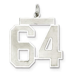 Sterling Silver/Rhodium-plated Satin Number 64 Charm
