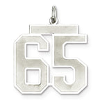 Sterling Silver/Rhodium-plated Satin Number 65 Charm