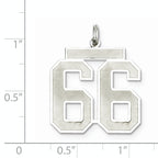 Sterling Silver Rhodium-plated Large Satin Number 66 Charm