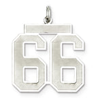 Sterling Silver/Rhodium-plated Satin Number 66 Charm