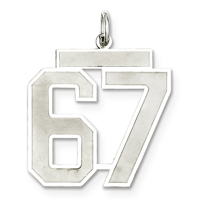 Sterling Silver/Rhodium-plated Satin Number 67 Charm
