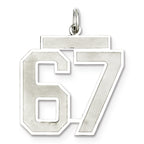 Sterling Silver/Rhodium-plated Satin Number 67 Charm