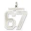 Sterling Silver/Rhodium-plated Satin Number 67 Charm