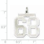 Sterling Silver Rhodium-plated Large Satin Number 68 Charm