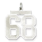 Sterling Silver/Rhodium-plated Satin Number 68 Charm