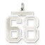 Sterling Silver/Rhodium-plated Satin Number 68 Charm