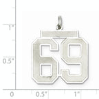 Sterling Silver Rhodium-plated Large Satin Number 69 Charm