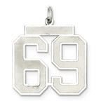 Sterling Silver/Rhodium-plated Satin Number 69 Charm
