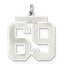 Sterling Silver/Rhodium-plated Satin Number 69 Charm