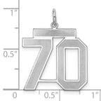 Sterling Silver Rhodium-plated Large Satin Number 70 Charm
