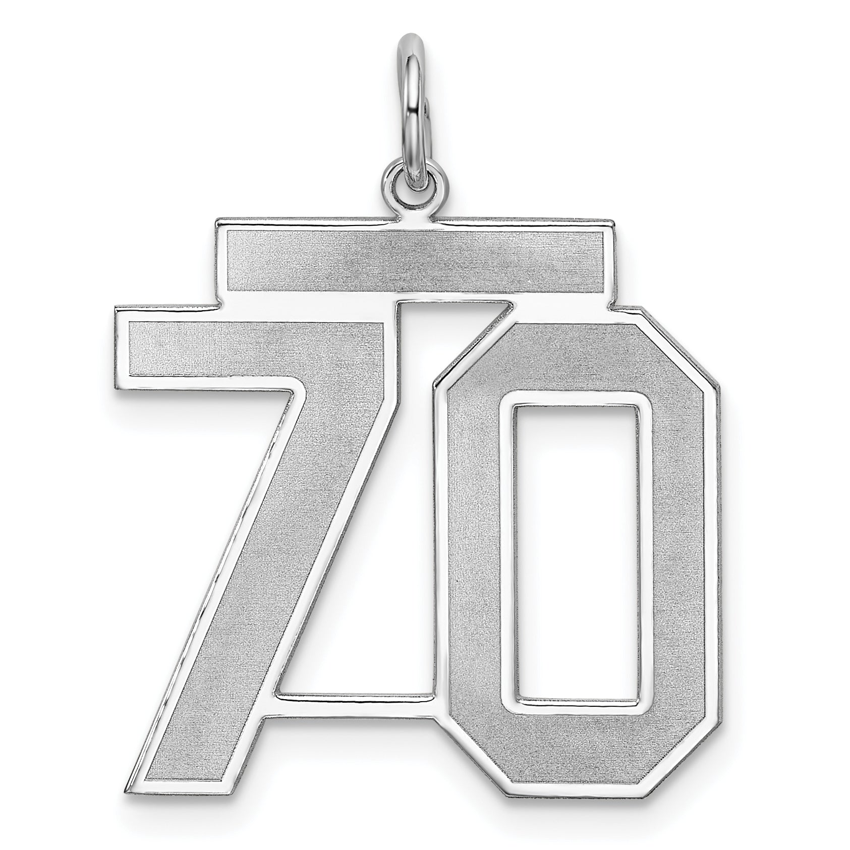 Sterling Silver/Rhodium-plated Satin Number 70 Charm Main image