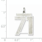 Sterling Silver Rhodium-plated Large Satin Number 71 Charm