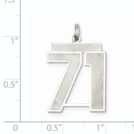 Sterling Silver Rhodium-plated Large Satin Number 71 Charm