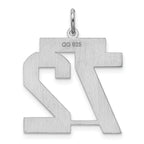 Sterling Silver Rhodium-plated Large Satin Number 72 Charm