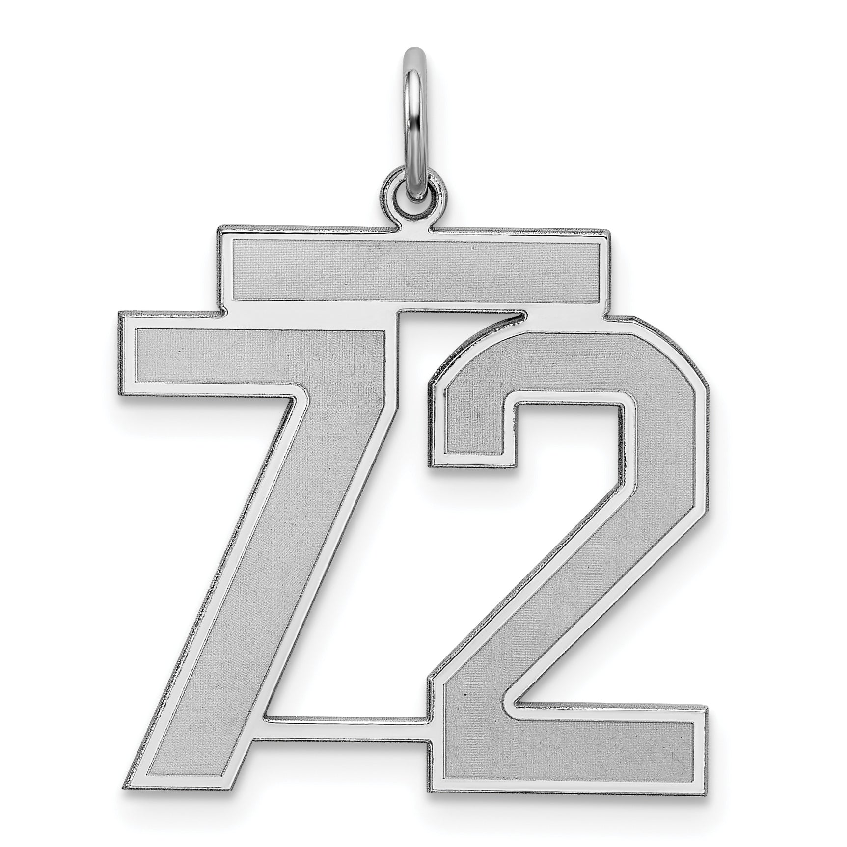 Sterling Silver/Rhodium-plated Satin Number 72 Charm Main image