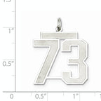 Sterling Silver Rhodium-plated Large Satin Number 73 Charm