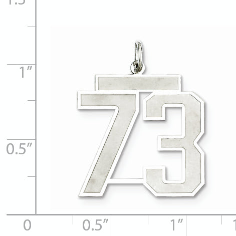 Sterling Silver Rhodium-plated Large Satin Number 73 Charm