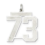 Sterling Silver/Rhodium-plated Satin Number 73 Charm